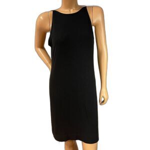 White House Black Market Boat Neck Deep V Back Dress M Preppy Old Money Timeless